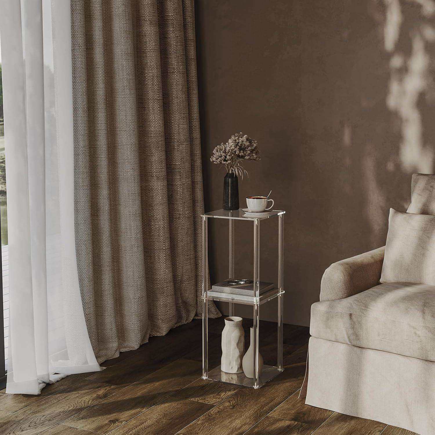 亚克力透明小边桌茶几适合小空间的饮料桌适用于客厅沙发易于组装