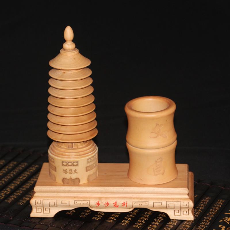 天然桃木文昌塔笔筒文昌笔笔筒家居吉祥风水摆件720