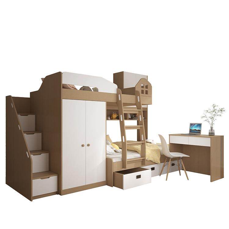 交错式上下床小户型儿童高低床错位上下铺带书桌床一体子母床新型