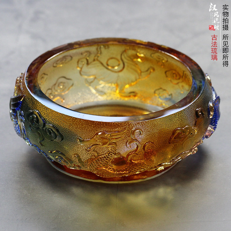 汉风琉璃摆件四灵四神兽青龙白虎朱雀玄武进宝琉璃聚宝盆