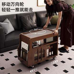 可移动边几沙发边柜侧柜小户型客厅中古风小推车多功能卧室小茶几