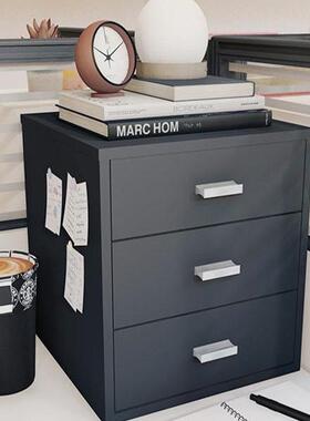 办公室小型铁皮柜白黑色文件柜多层矮柜复古彩色宿舍桌面储物柜r&