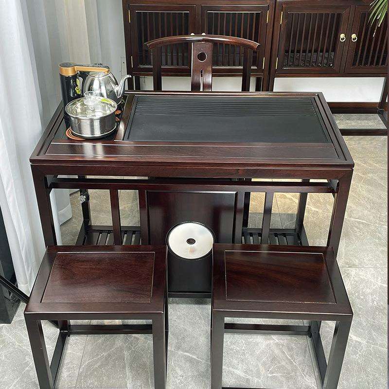 花梨木茶桌椅组合可移动茶桌带轮家用实木茶车小茶台烧水壶一体