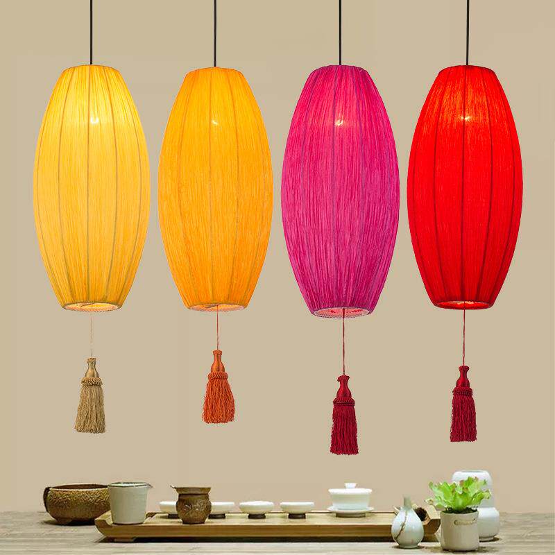 中式古典布艺阳台红灯笼吊灯茶楼餐厅吧台户外过道走廊玄关楼梯灯