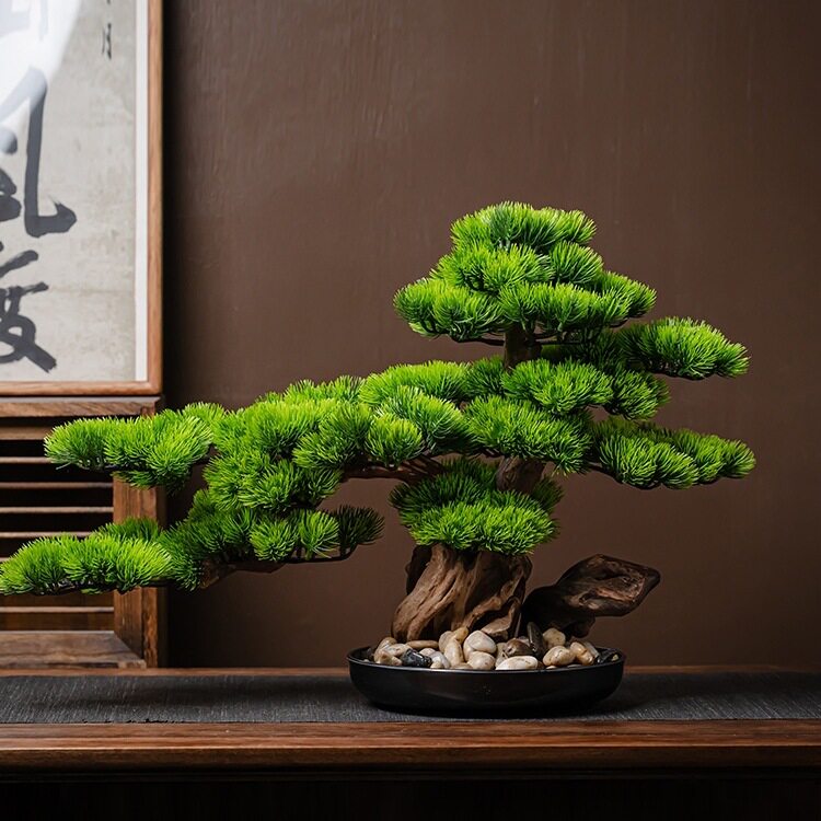 迎客松植物盆景室内客厅玄关摆件