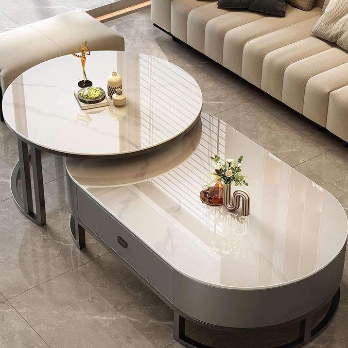 岩板茶几客厅家用轻奢现代简约茶桌2023新款椭圆形网红小户型茶几