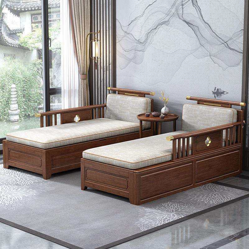 新中式实木贵妃椅沙发躺椅胡桃木储物太妃椅美人榻贵妃塌