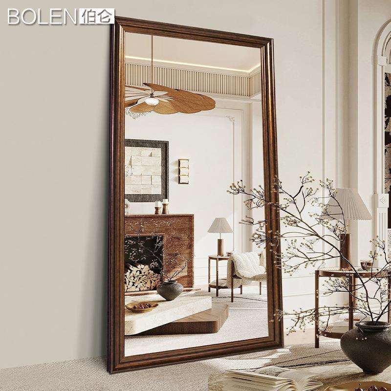 欧式美式穿衣镜全身镜复古服装店落地大镜子挂墙试衣镜防爆