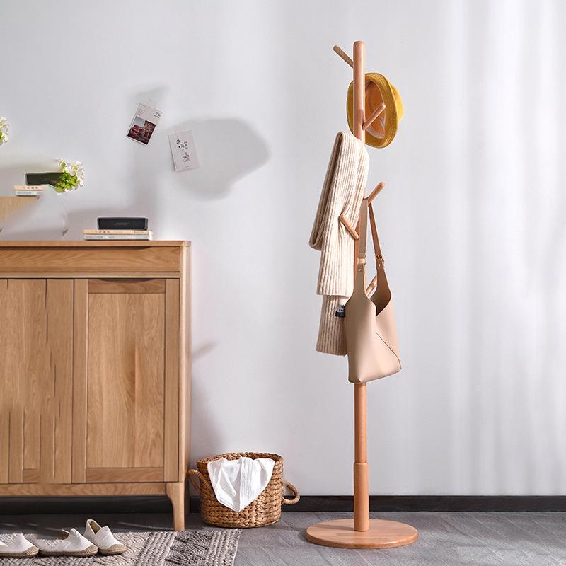 衣帽架卧室衣架落地现代简约实木家用简易房间单杆式晾衣服挂衣架