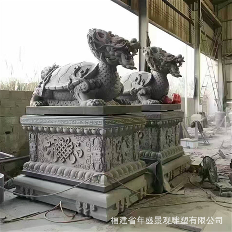 庭院景观石雕龙头龟摆件