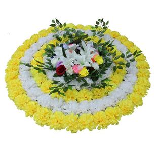 仿真花菊花圈1.2米假花圈殡葬用品祭祀扫墓花白事花陵园