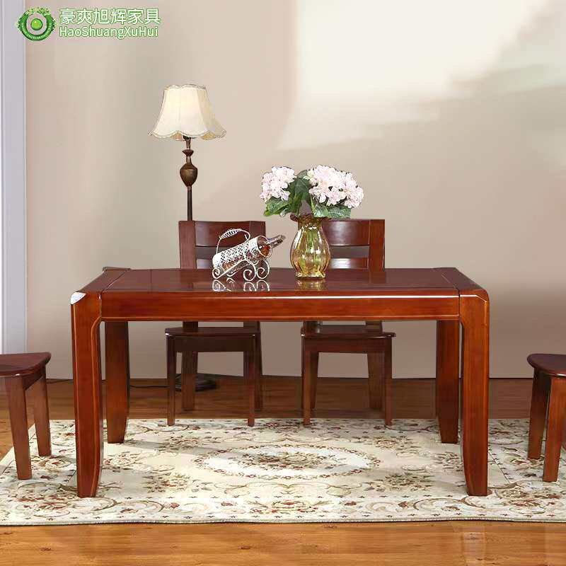 实木餐桌椅组合长方形餐桌饭桌香樟木小户型家用1米5全实木桌子