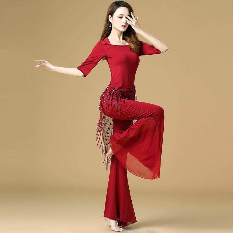 新款广场舞服套装显瘦修身跳舞衣服现代舞拉丁舞喇叭裤舞蹈服装女