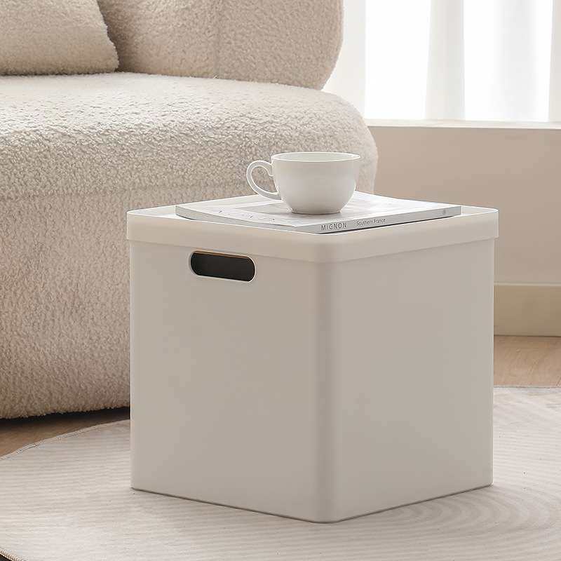 日式正方形收纳箱带盖子滑轮收纳盒收纳柜玩具杂物衣服整理盒储物