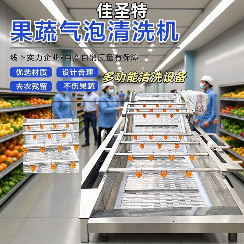 果蔬全自动气泡清洗机连续清洗设备大型商用洗菜机流水线佳圣特