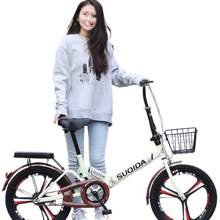 新款折叠自行车16寸20寸减震车男孩女孩成人公主车青少年女士单车