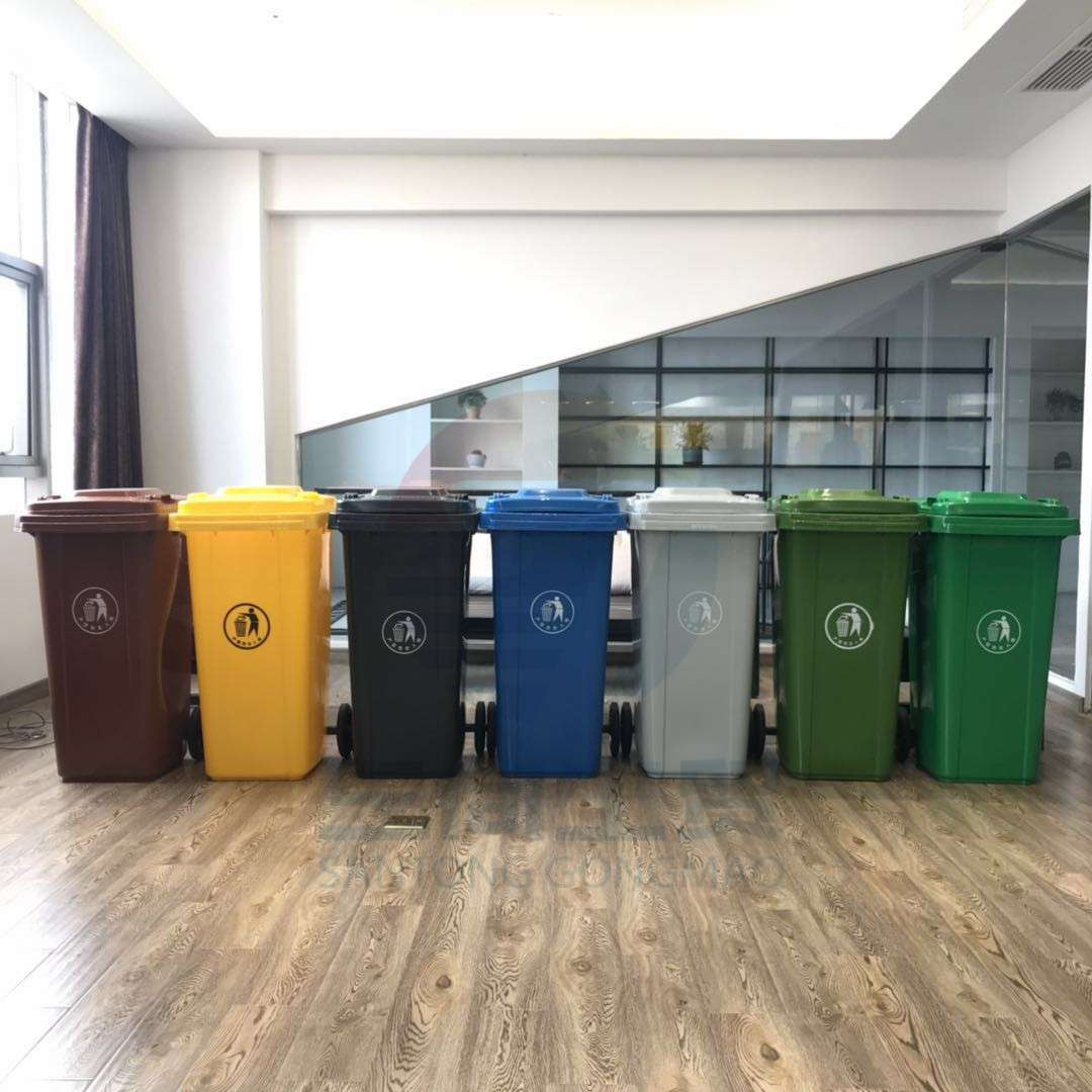 120升挂车垃圾桶带刻度桶身四边加厚设有垃圾袋挂钩底部加固