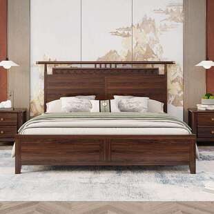 新中式乌金木实木床1.8米主卧高端双人大床现代简约中国风储物床