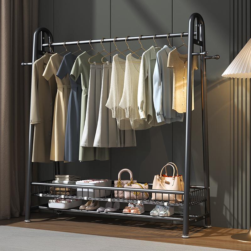 简易衣帽架可移动挂衣杆落地室内房间衣架家用卧室晾衣服收纳架子