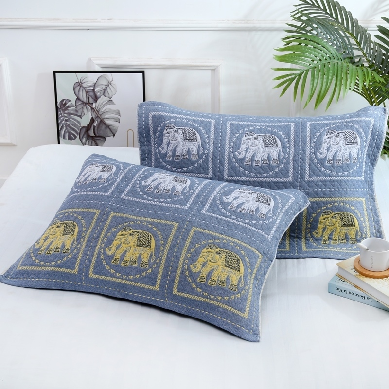 枕巾可固定AB纱超柔高级枕巾纯棉一对装纱布欧式枕头巾家用单成人