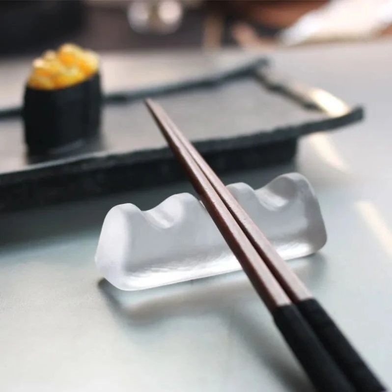 日式琉璃筷架创意笔架玻璃餐勺垫家用酒店手工制作日韩风格山型桌