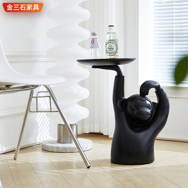 现代简约创意小户型沙发边几北欧轻奢落地猴子茶几托盘多功能实用