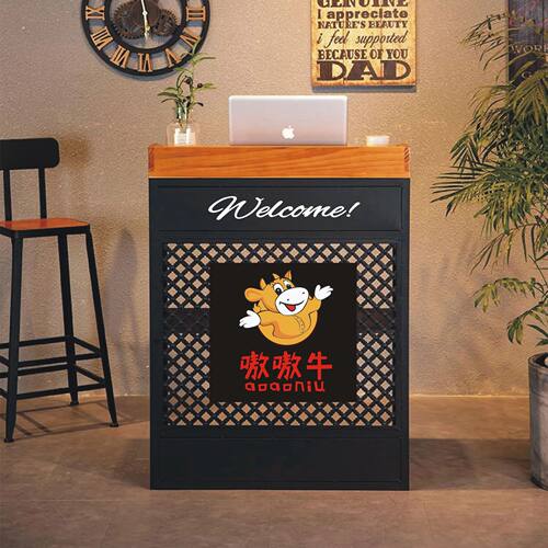 复古铁艺工业风餐厅迎宾台小型收银台演讲台酒店烤鱼火锅店接待台