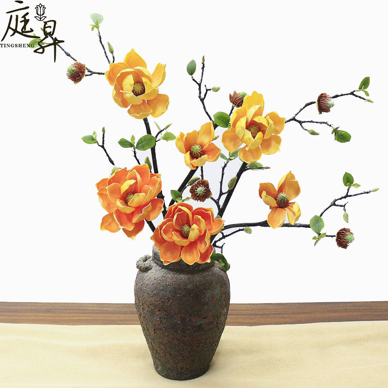 仿真花湿感高级 玉兰花 手感EVA兰玉新中式酒店婚庆装饰花材假花