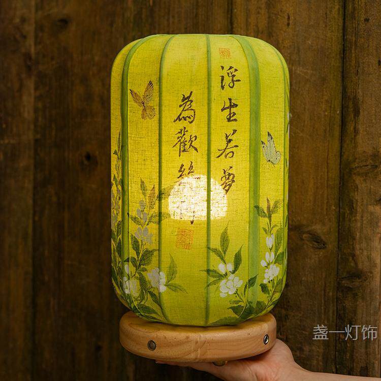 新中式书房中国风玄关复古宋代美学手绘国画茉莉花桂花装饰宫台灯
