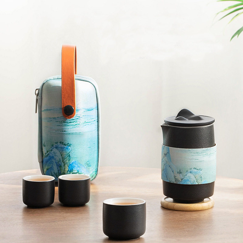 便携式旅行茶具单人快客杯套装随身一壶三杯收纳包户外茶杯泡茶壶,电子元器件市场,电线扎带/束线带,淘宝优惠券,粉丝福利购,淘宝优惠卷