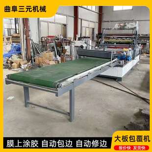膜上涂胶网纹辊贴板机膜上涂胶自动包边可修边木饰面大板包覆机