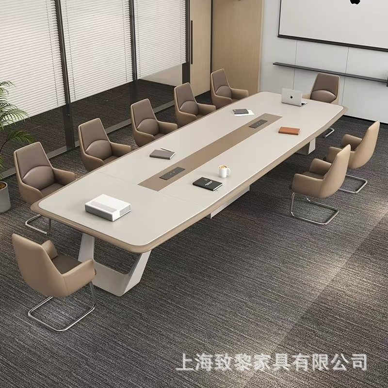 大型烤漆会议桌长桌简约现代 办公工作台会议室洽谈接待桌椅组合