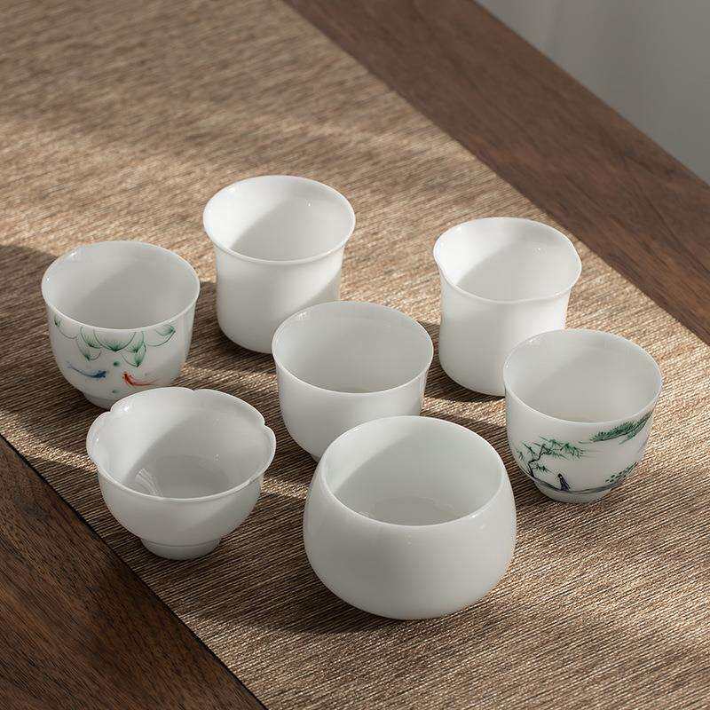 德化175ml冰种玉瓷茶杯主人杯轻奢高档喝茶杯个人杯陶瓷杯大号