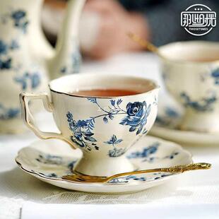 复古青花陶瓷咖啡壶咖啡杯英式 咖啡杯碟套装 下午茶杯茶具