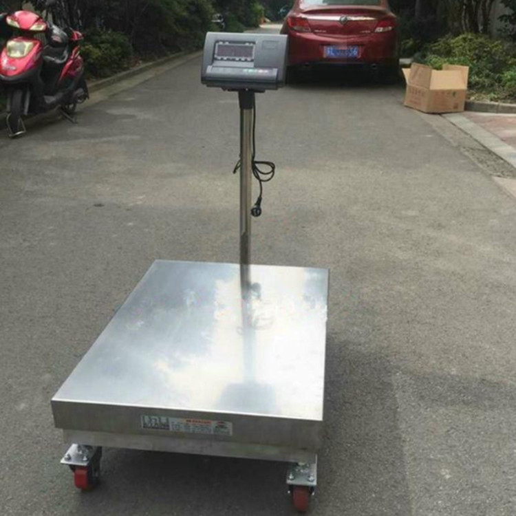 300KG移动式电子秤 上海销售500公斤移动型电子磅 350kg手推台称