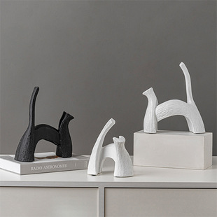 现代北欧抽象小猫摆件软装样板间售楼部儿童房动物家居装饰品配搭
