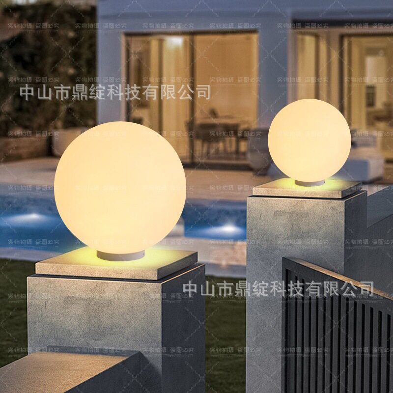 太阳能月球灯柱头灯户外庭院大门门柱灯别墅花园圆球围墙灯柱子灯