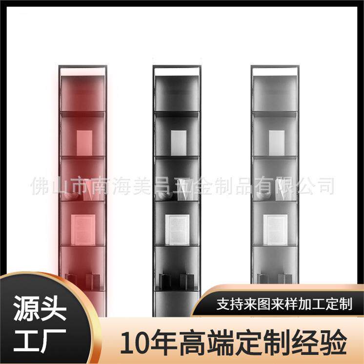 壁挂式悬浮置物架铝合金5层搁板带LED灯轻奢客厅卧室墙上置物架