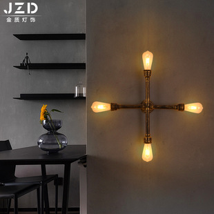 美式复古水管壁灯 工业风餐厅过道水管壁灯 个性创意led水管壁灯