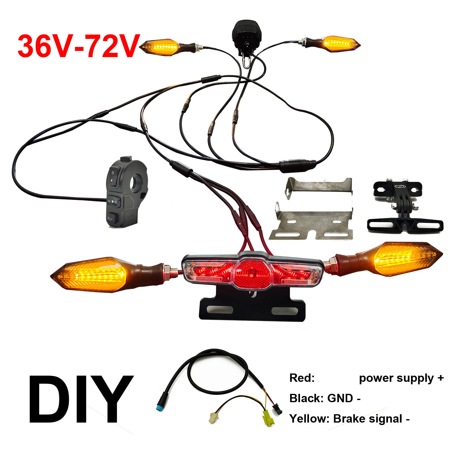 EBKE 电动自行车36V 48V 52V 60V 72V高电压防水线转向灯组刹车