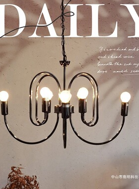 美式轻奢简约黑色水晶吊灯别墅复式楼客厅卧室书房法式复古餐厅灯