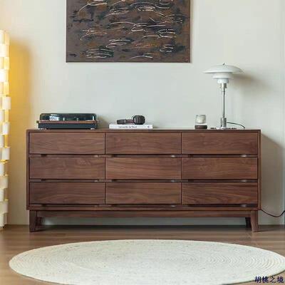 北美黑胡桃木全实木九斗柜卧室客厅储物斗柜轻奢六斗柜床尾置物柜