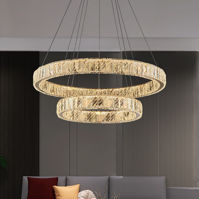 轻奢客厅水晶吊灯大气圆形别墅卧室餐厅2024年新款