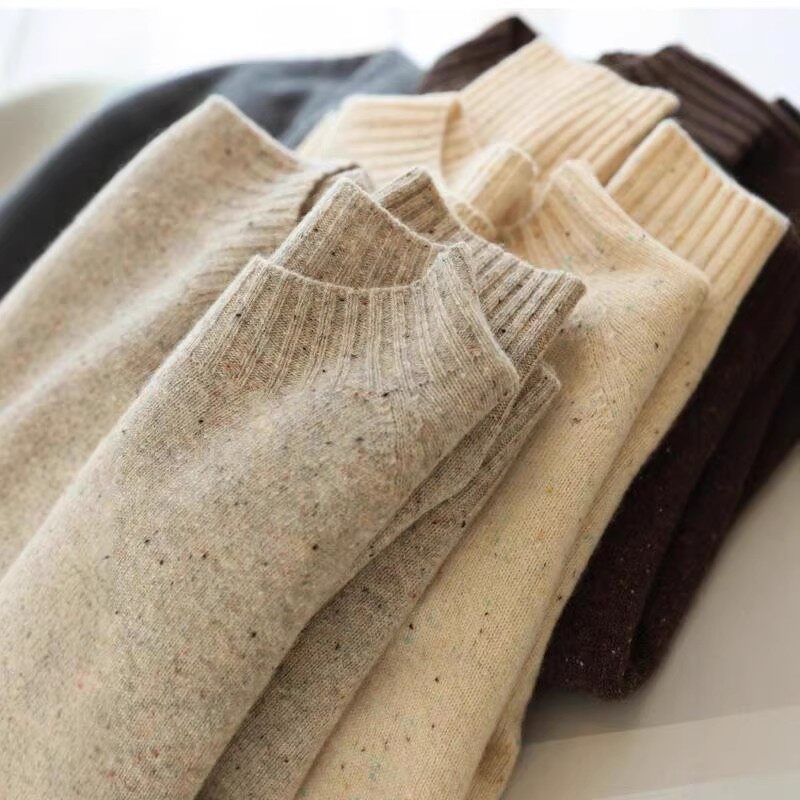 半高领100%纯羊毛衫女宽松秋冬百搭彩点子羊绒打底针织衫保暖毛衣,女装/女士精品,毛针织衫,淘宝优惠券,粉丝福利购,淘宝优惠卷