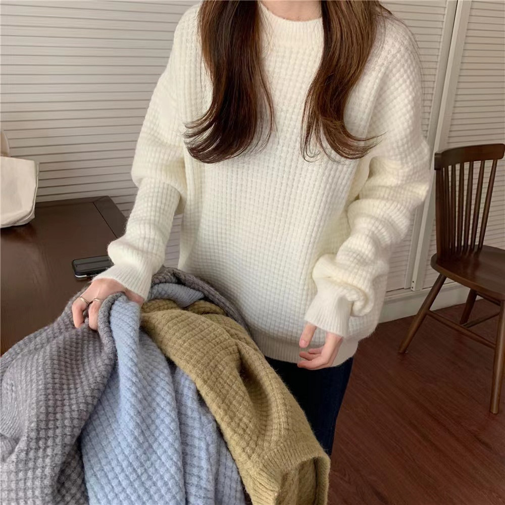 100%纯羊毛圆领高级感宽松毛衣