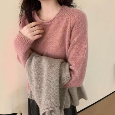 100%圆领圆领毛衣慵懒风