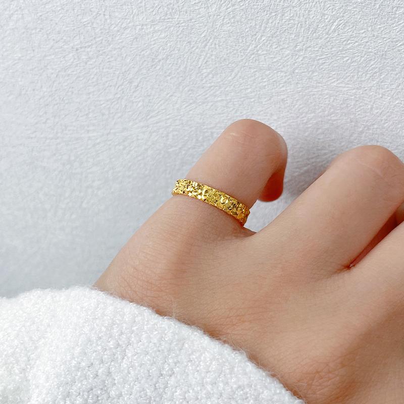 屈臣氏甄选高版本爆闪三面碎冰冰戒指纯银尾戒女小指高级感特小号