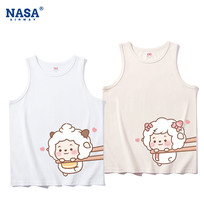 NASA联名喜羊羊懒羊羊美羊羊Q版儿童纯棉背心男女无袖夏季百搭T恤