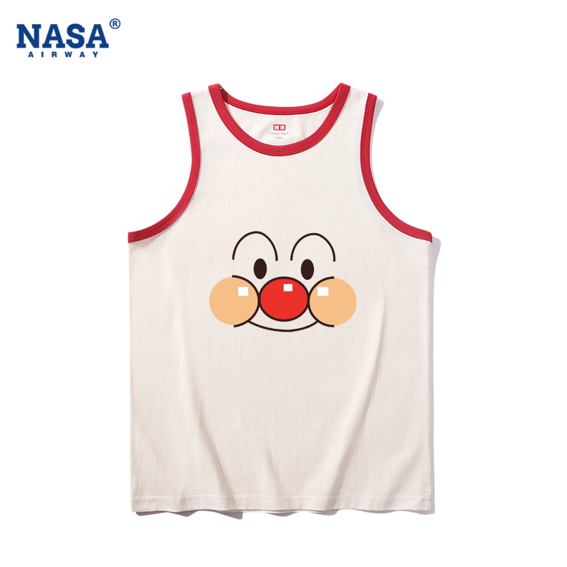 NASA联名日系休闲卡通图案面包超人儿童男女纯棉背心无袖T恤吊带