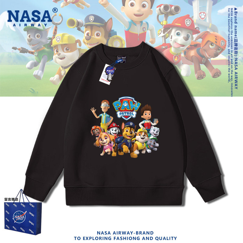 NASA联名汪汪队卡通图案动漫周边儿童男女圆领卫衣春秋上衣外套潮